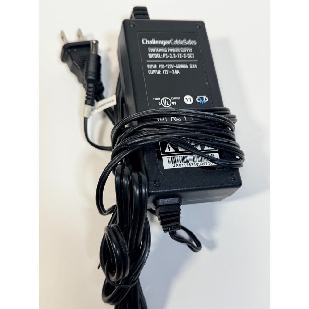 Challenger Cable Sales 12V 3A Power Supply PS 3.3 12 3 DC1 Adapter
